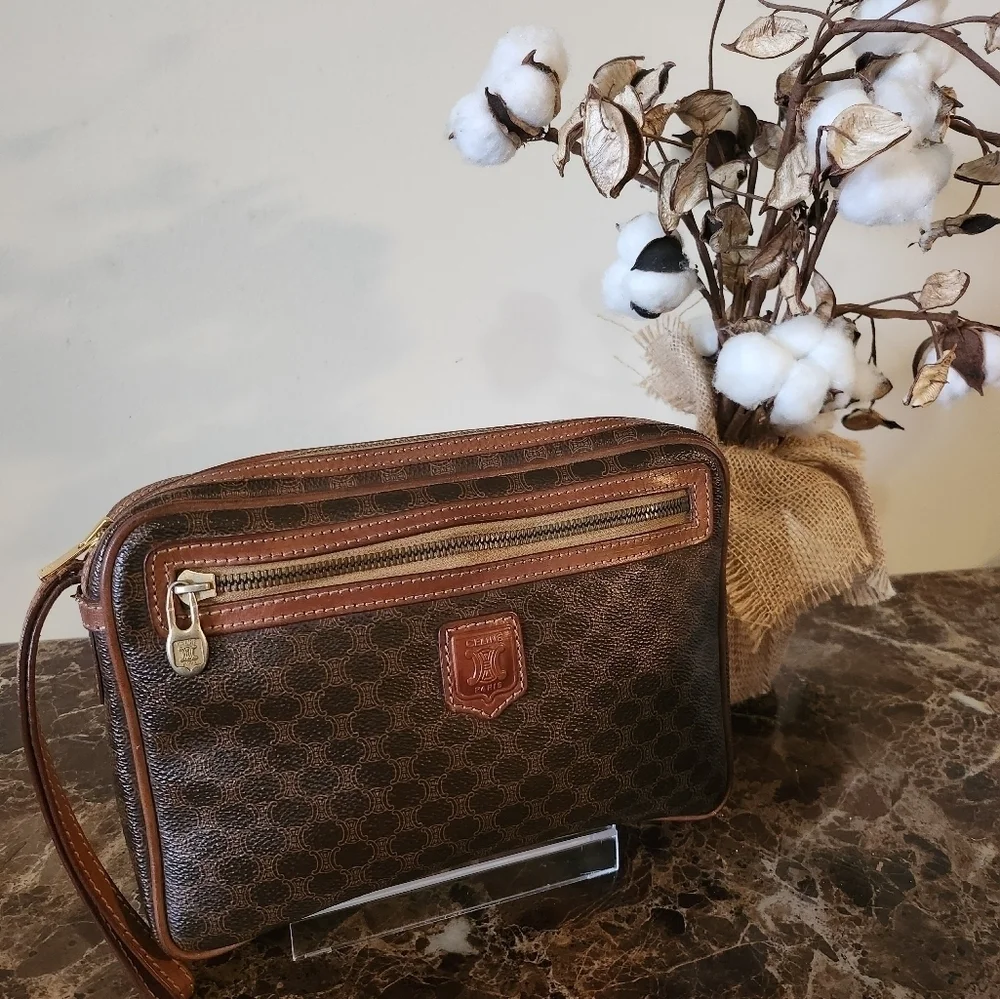 Vintage Dark Brown Leather Celine UNISEX Macadam Clutch bag - Picture 8 of 13